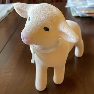 Vintage ca 1950’s flocked lamb toy figurine